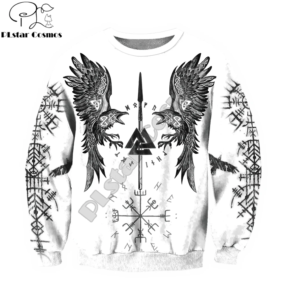 Odin Raven Valknut Vegvisir 3D All Over Printed Mens hoodie & Sweatshirt Autumn Unisex zip Hoodie Casual Sportswear DW925