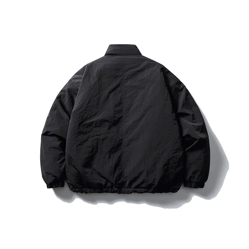 Japanese Retro Solid Color Stand Up Collar Loose Warm Casual Cotton Jacket Men's Winter New Irregular Pocket Cotton Coat