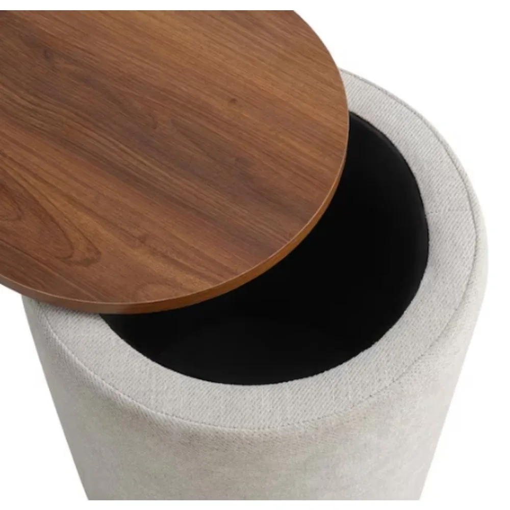 Round Coffee Table with Set of 2,End Table with Storage,Ottoman Stool,Coffee Table with Wooden Lid for Living Room