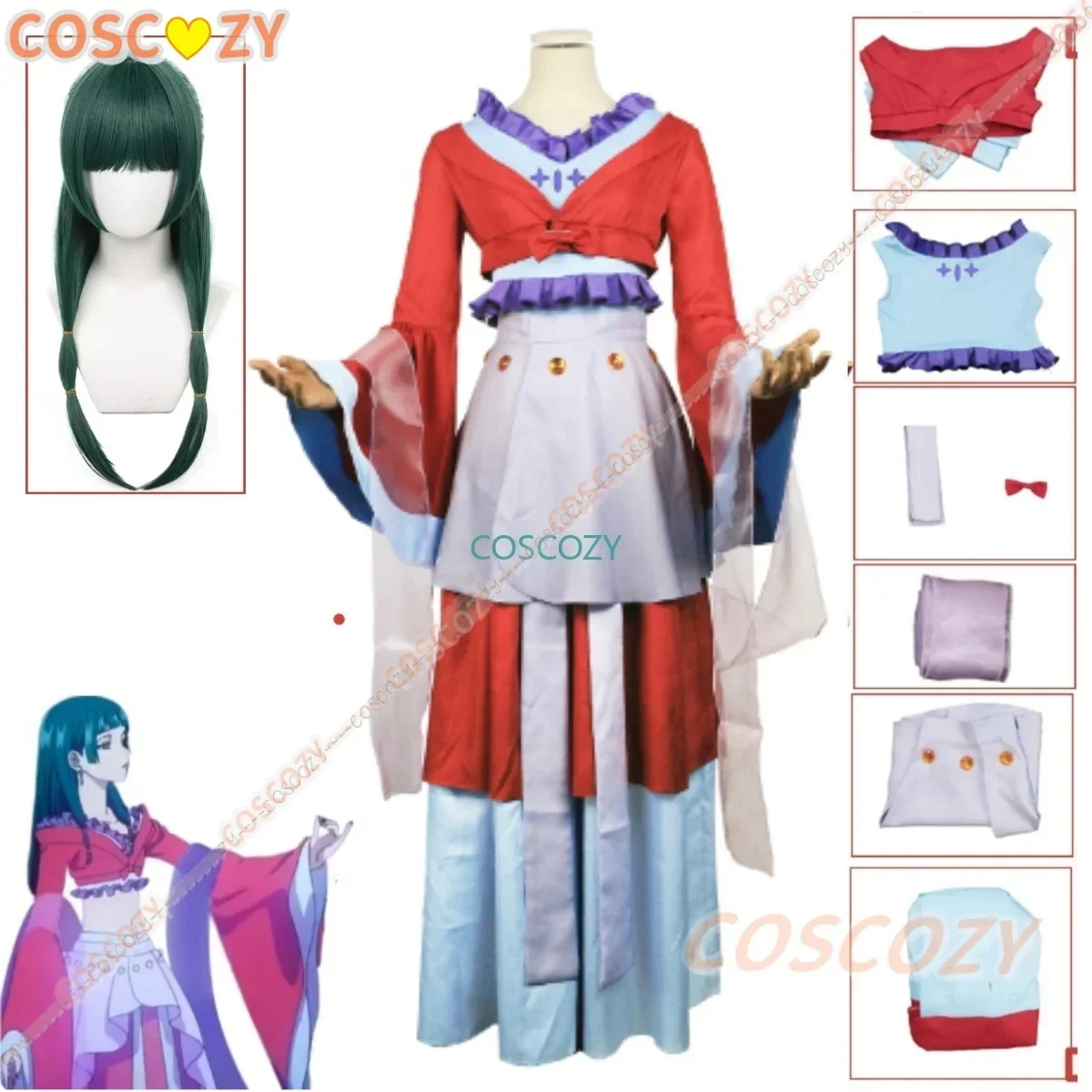 

Anime The Apothecary Diaries Maomao Cosplay Costume Green Wig Women Girl Chinese Hanfu Dance Dress Skirt Costumes