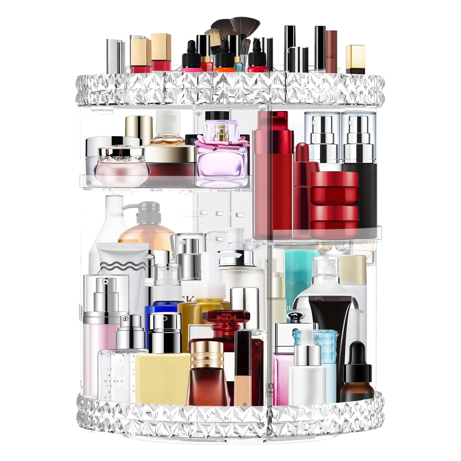 Tyrixma 360° Spinning Skincare Storage , Clear Rotating Makeup Organizer, Adjustable Layer Lazy Cosmetic Organizer For Dresser & Bathroom.