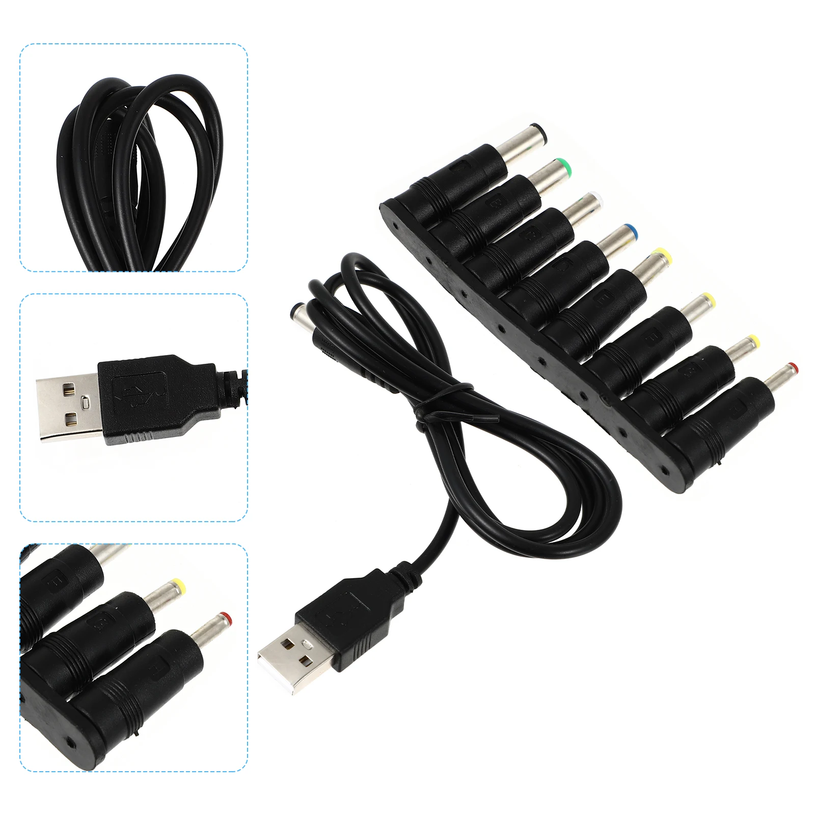 

1 set Adapter Power Cable Universal DC Charging Cord USB to DC Plug Black High Temperature Resistant Durable Long Life Overload