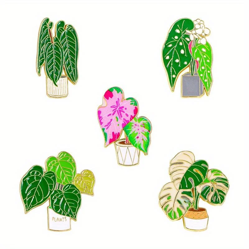 Kreative Cartoon Topf Blume Emaille Brosche Abzeichen Pastorale Grüne Blatt Brosche Geeignet für Männer und Frauen Hüte Taschen Kleidung Geschenke