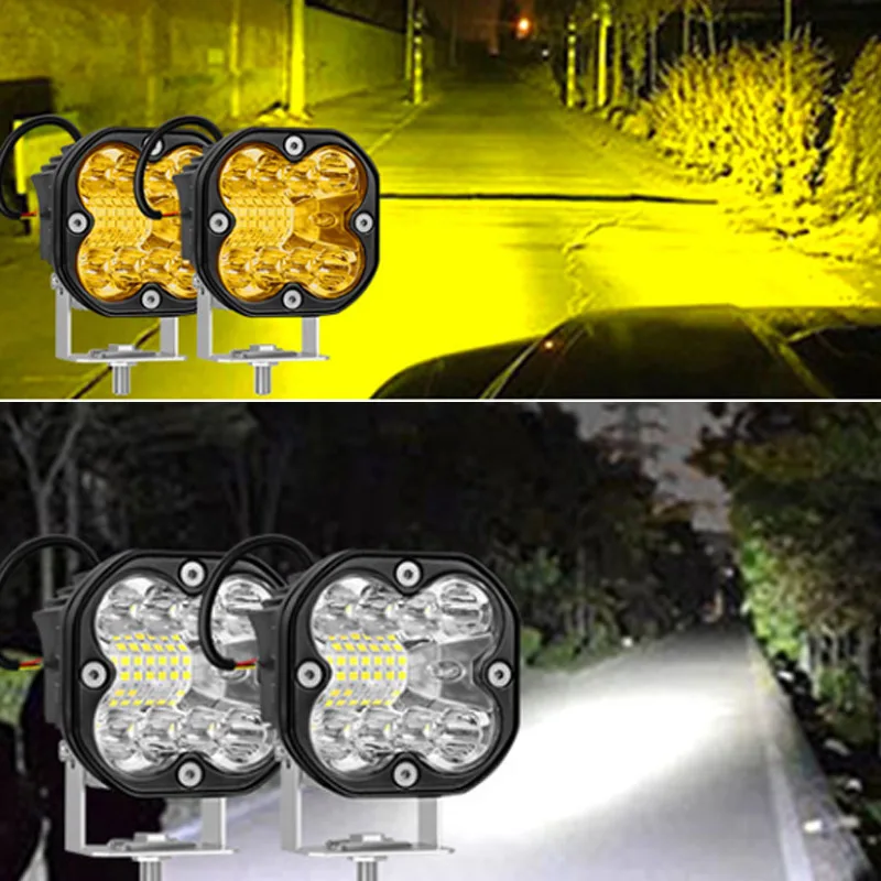 

3 Inch Led Pod Lights For Motorcycles 66w Fog Light White And Yellow Light Amber Bright 4x4 Led Lamp Bar Tractor Truck Offroad
