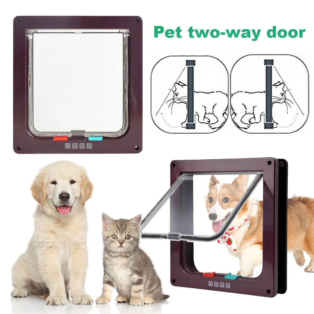 Dog Cat Kitten Flap Puppy Kitten Safety In/out Pet Door with 4 Way Security Lock Door Pet Doors Sliding Door Safety Pet Door