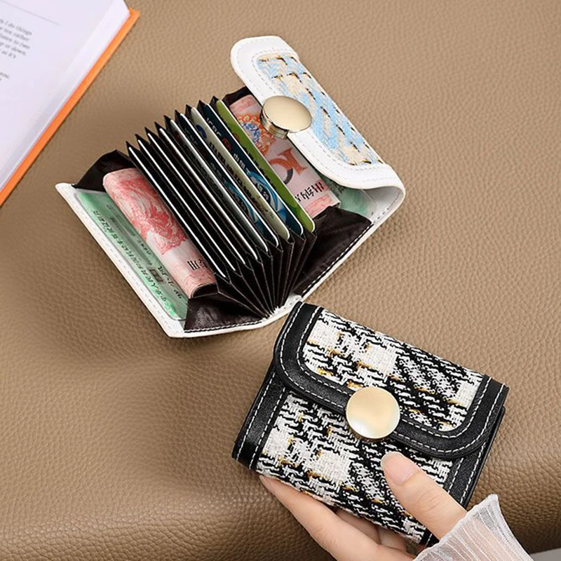 حامل بطاقات على شكل مشبك دائري من القماش بتصميم كلاسيكي صغير على طراز الأكورديون، حامل بطاقات متعدد يمكن أن يحمل بطاقات متعددة #6