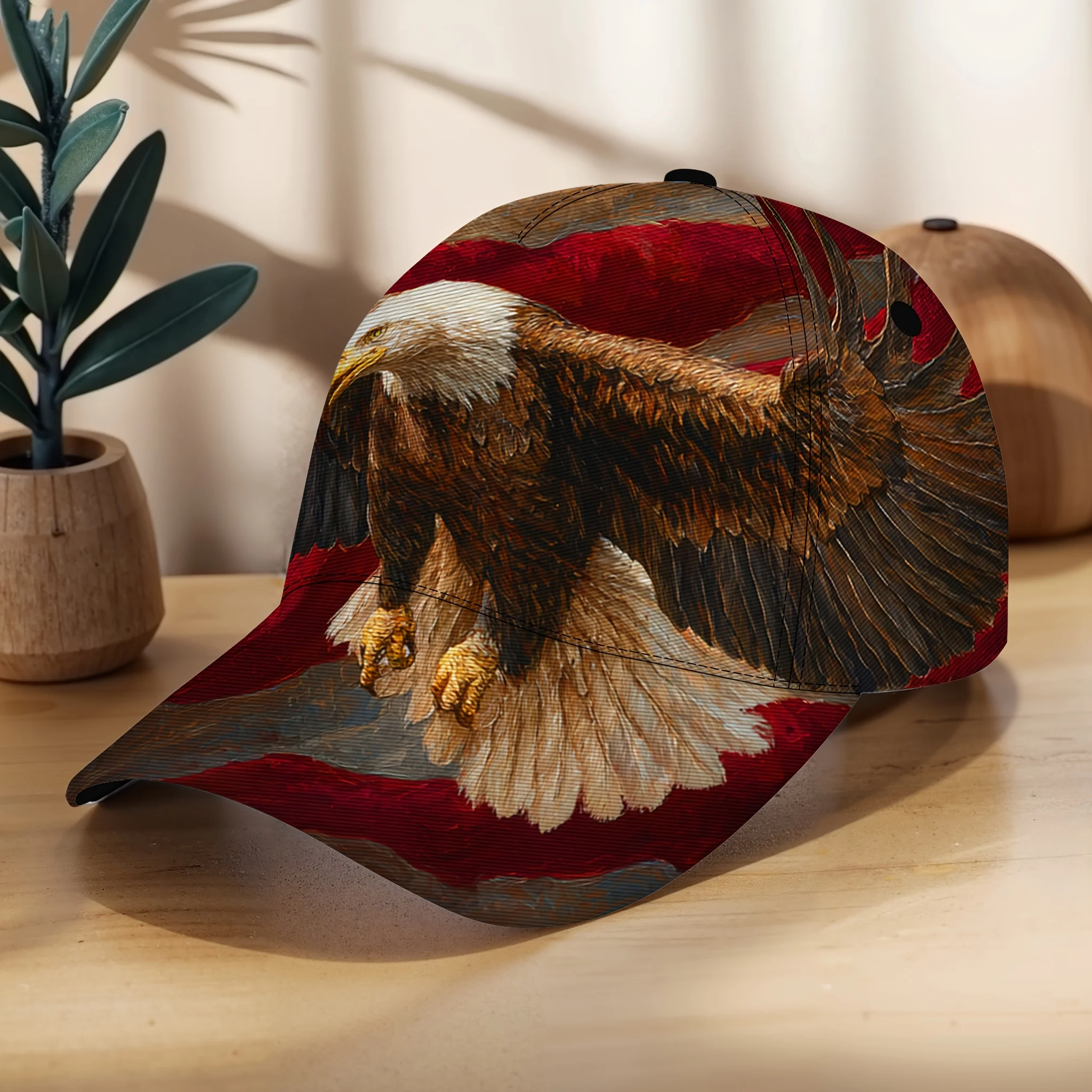 Unisex Baseball Cap Featuring an Abstract Design of an Eagle in Flight with The American Flag Perfect for Camping Sports