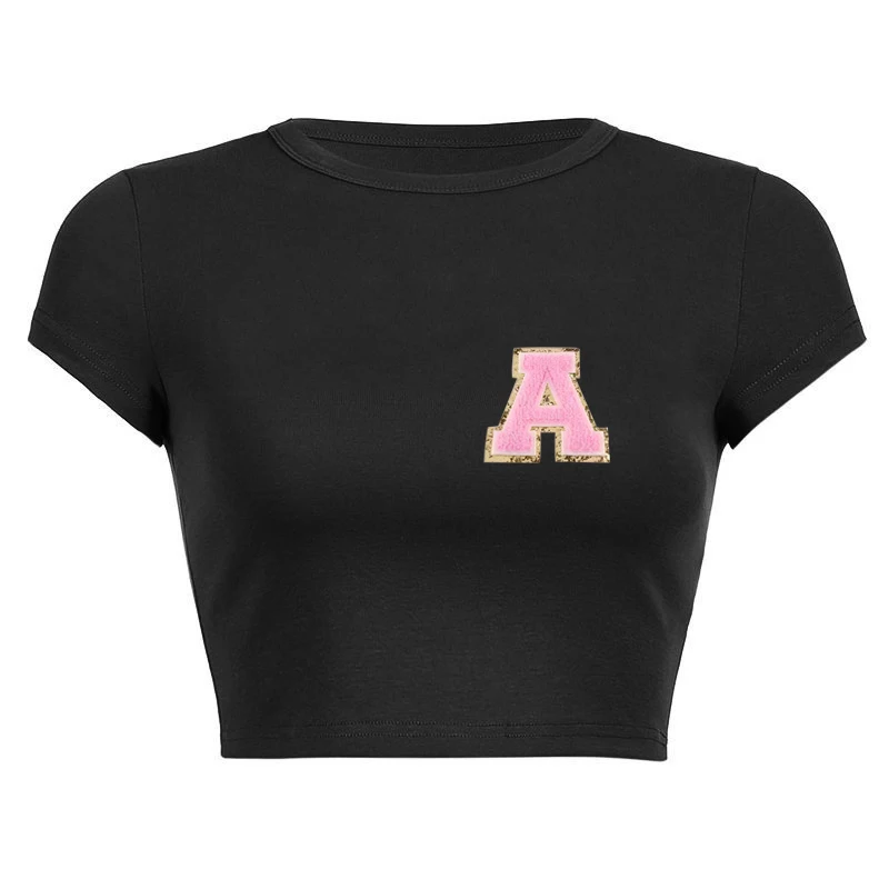 

Women's T-shirt Summer Cotton Coat Solid Color Black Short-sleeved T-shirt O-neck Short-sleeved Basic Crop Top Women's Clothing