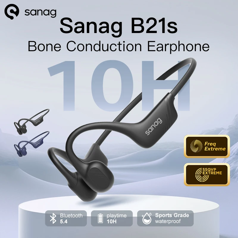 Sanag B21S Bone Conduction Earphones Wireless Earbuds Bluetooth 5.4 HiFi Bass Headphones IPX5 Waterproof Running Sports Earbuds