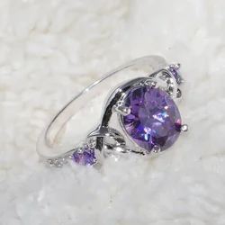 CAOSHI Elegant Women Charming Ring for Party Bright Purple Cubic Zirconia Graceful Lady Anniversary Jewelry Wedding Accessories