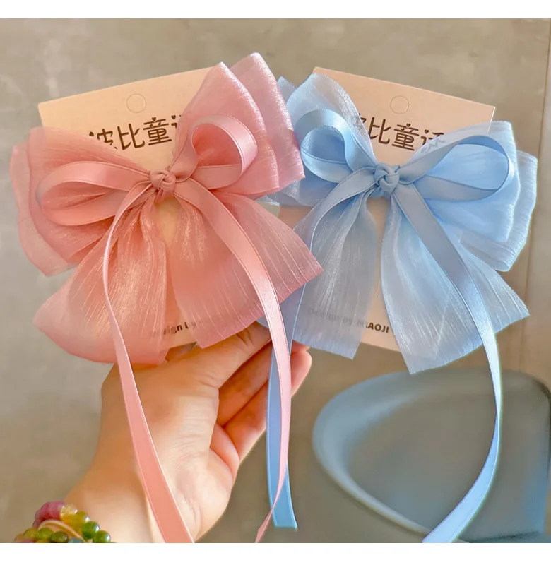 

18 Pcs/Lot, Sheer Chiffon Ribbon Bow Hair Clips For Kids Girls Ponytail Barrettes Fashion Hair Accessories