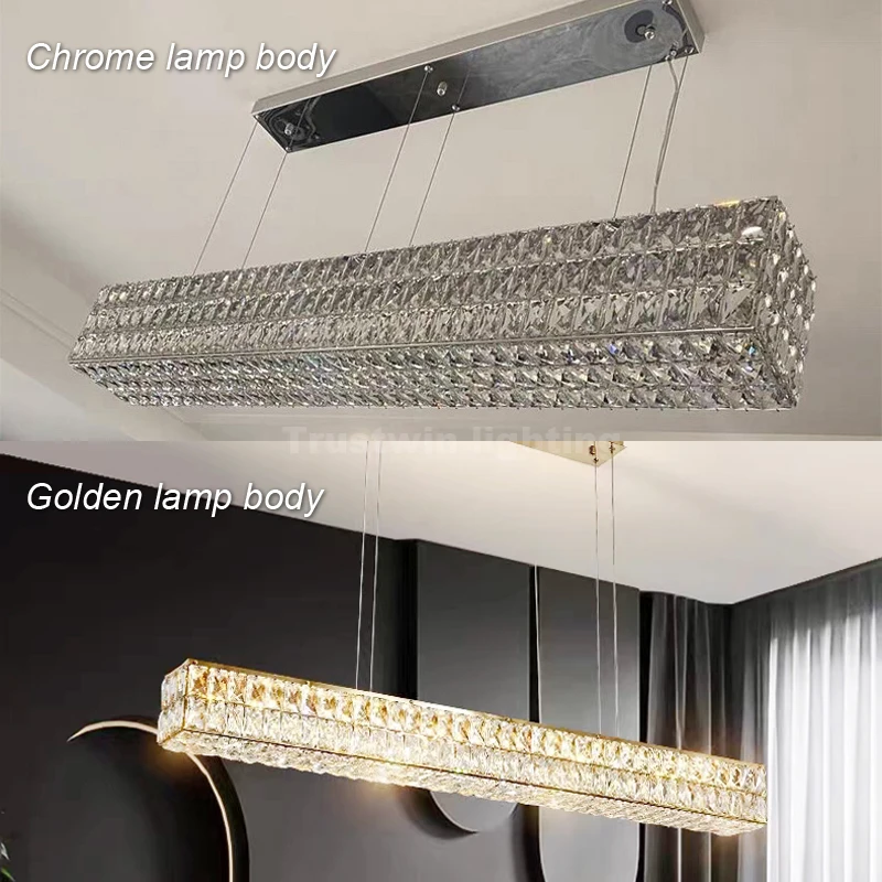 Round Crystal Chandelier LED Golden Silver Color Changeable Hanging Lamp Living Dinning Room Modern Crystal Pendant Light