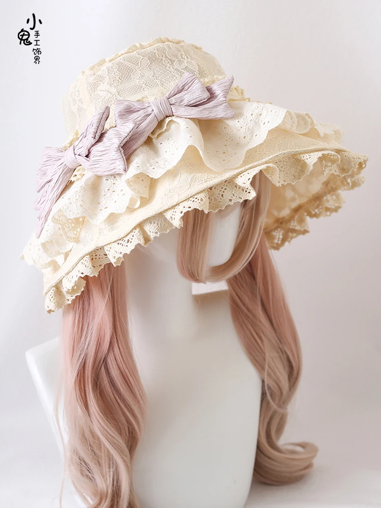 

Lolita Element Umbrella Hat Gorgeous Lace Hat Sun Protection Hat Lolita Style Sun Hat