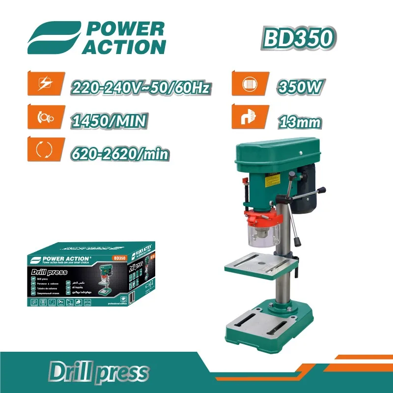 

Настольный сверлильный станок Power Action 350 Вт, 5 скоростей, для деревообработки, высококачественный