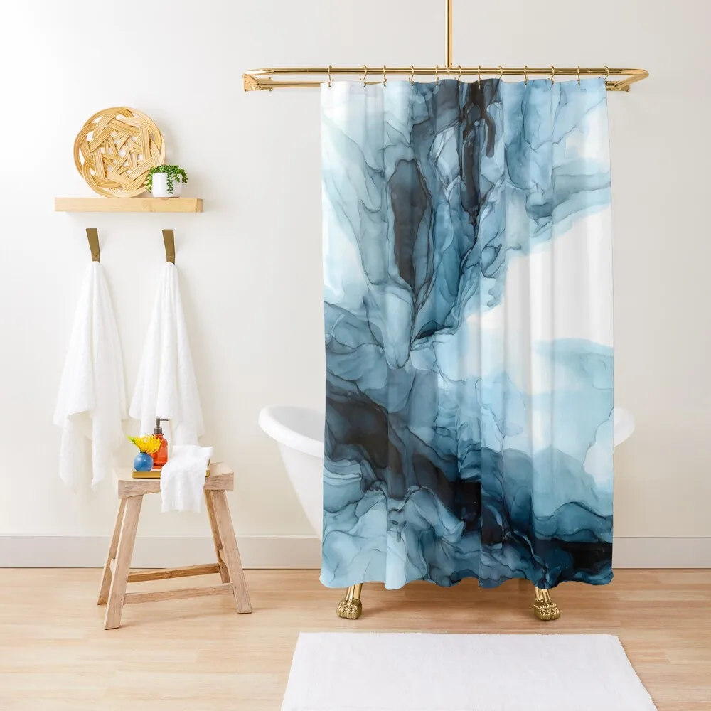 

Blue Ice Water Phoenix Abstract Painting Shower Curtain For Shower Washable Waterproof Fabric Shower Curtain