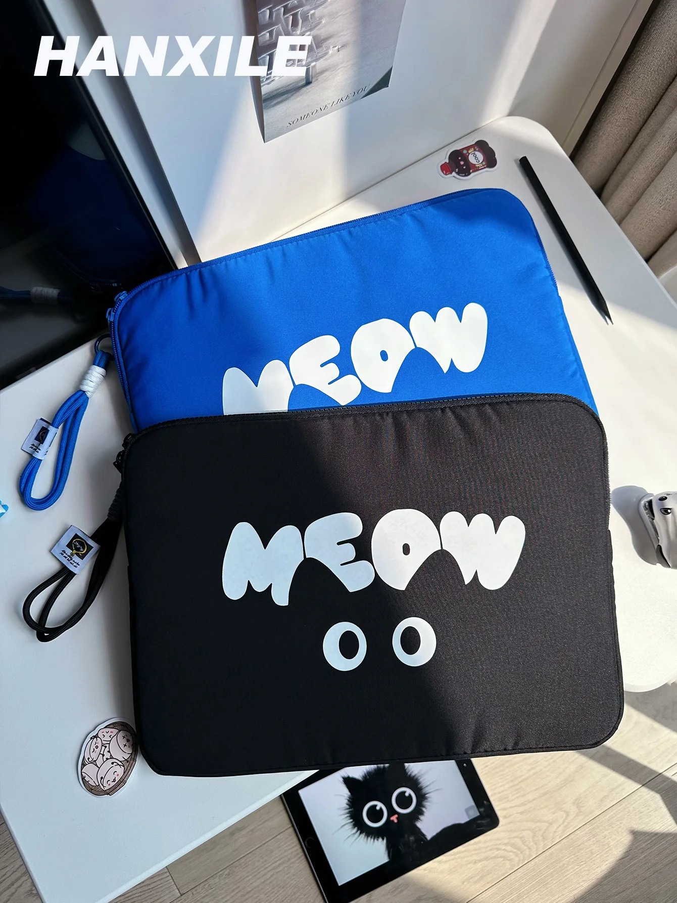 Meow Cute Cat Laptop Sleeve Bag 10/11/13/14/15/ 15.6inch Suitable for MacBook Dell Samsung Huawei and iPad Computer Accessories