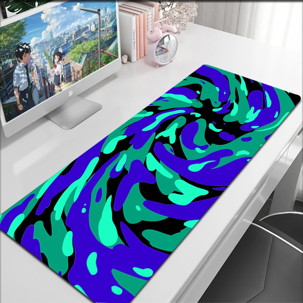 Tapis de souris de jeu liquide Strata bleu et blanc, grand Gamer, accessoires de bureau, pour ordinateur, en caoutchouc, pour clavier et bureau
