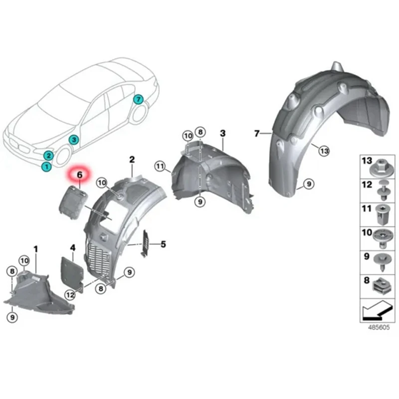 1 Pcs Wheel Mudguards Position Bulb Cover 51717340199 For BMW 5 6 7 8 Series BMW Accessories