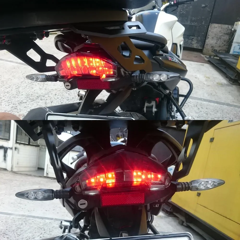 الخلفية LED وقف الضوء الخلفي لسيارات BMW F650GS F800ST F800GT R1200GS R1200 R 1200 GS المتكاملة 12 فولت الذيل ضوء بدوره إشارة الوامض مصباح