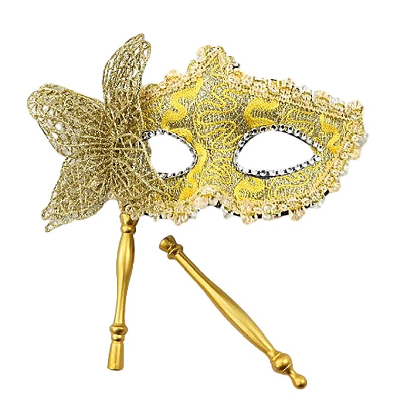 Maschera per feste di Halloween con bastoncino che tiene maschera per ballo di fine anno in maschera Puntelli cosplay per palcoscenico Decorazione per mezza faccia per le donne