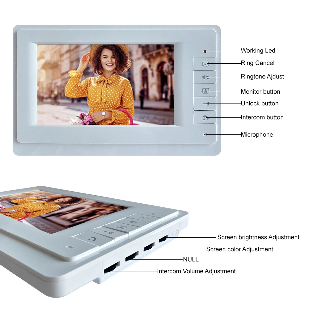 7 ''TFT Màn Hình Có Dây Video Liên Lạc Nội Bộ Hệ Thống RFID Truy Cập Vào Camera Chuông Cửa 2 Màn Hình Đa Căn Hộ/an Ninh Tại Nhà