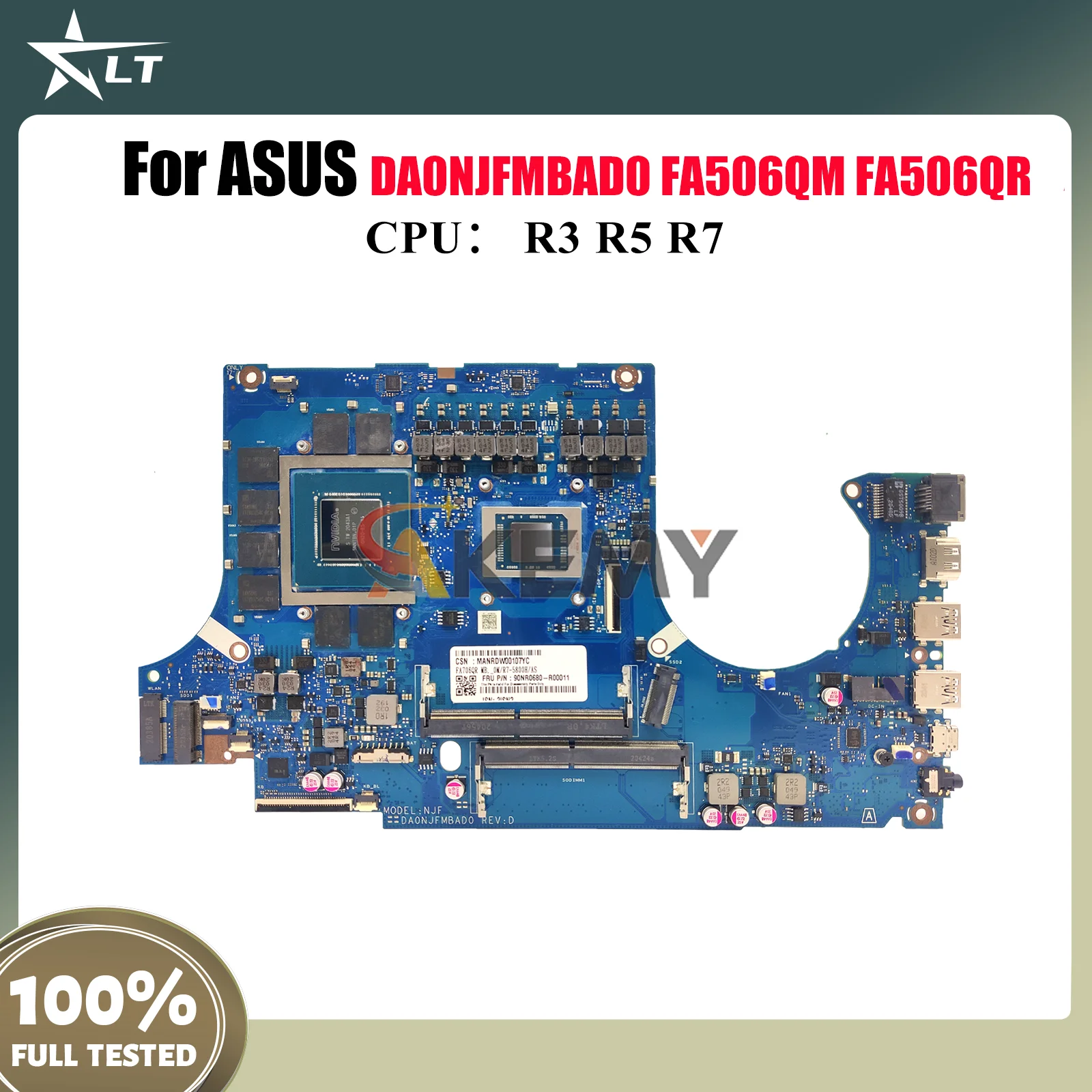 

DA0NJFMBAD0 Laptop Motherboard For ASUS TUF Gaming FA506QR FA506QM FA506Q Notebook Mainboard With R3 R5 R7 CPU 100% tests OK stk