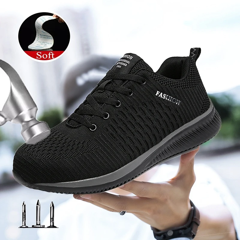 New Work Sports Shoes Steel Toe Cap Men's Safety Shoes Anti-piercing Waterproof Work Shoes Fashion Indestructible Outdoor Shoes