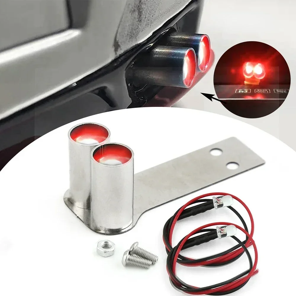 Tubo de escape de simulación de coche teledirigido de acero inoxidable, pieza de actualización modificada LED para accesorios de modelo de coche de derrape 1/10 RC, 1 Uds.