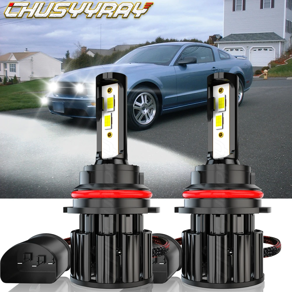 

CHUSYYRAY Car lights LED Headlight Kit 9007 HB5 6000K White Hi/Low Bulbs Compatible For FORD Mustang 1990-2004 Car accsesories