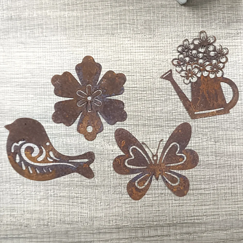 12Pcs Rusty Bird Silhouette Garden Decor Set Iron Hanging Wall Art For Outdoor Patio Yard Fence Spring Decoration