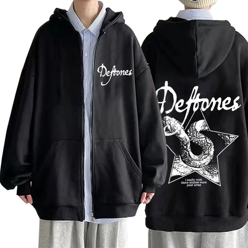 

Rock Band Deftones Private Music Graphic Zipper Hoodie Snake Print Zip Up Jacket Coat Men Women Casual Vintage Oversized Hoodies