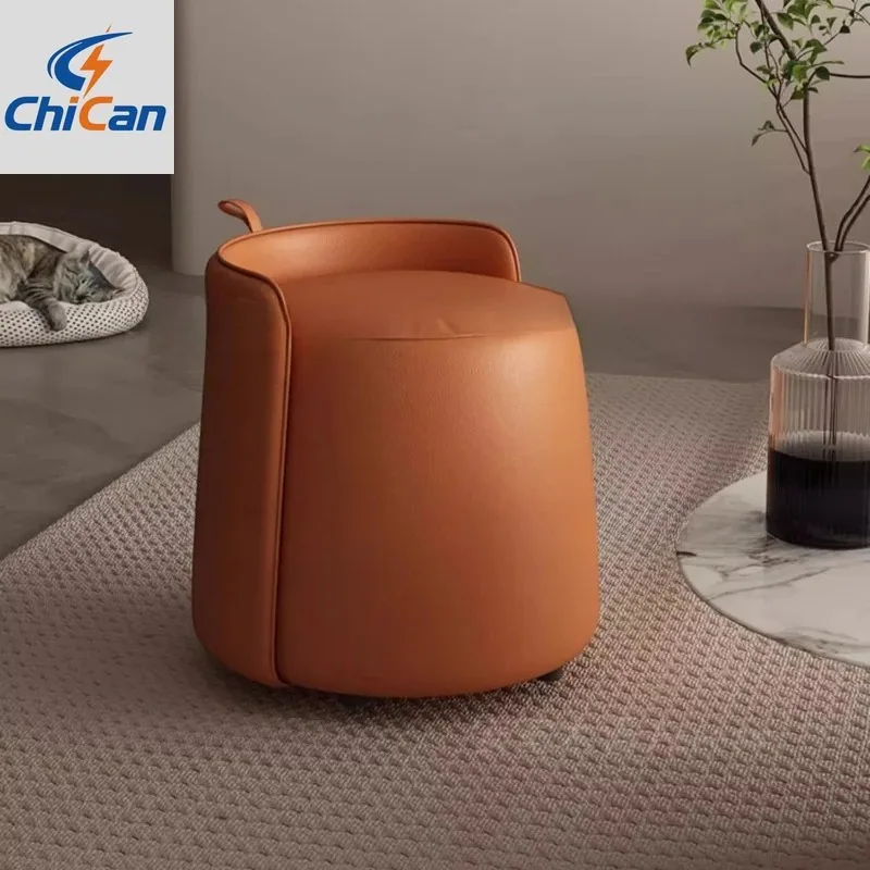 

【Hot】Light Luxury Solid Wood Home Living Room Shoe Change Stools Simple and Durable with Rotation Leather Girls Bedroom Makeup S