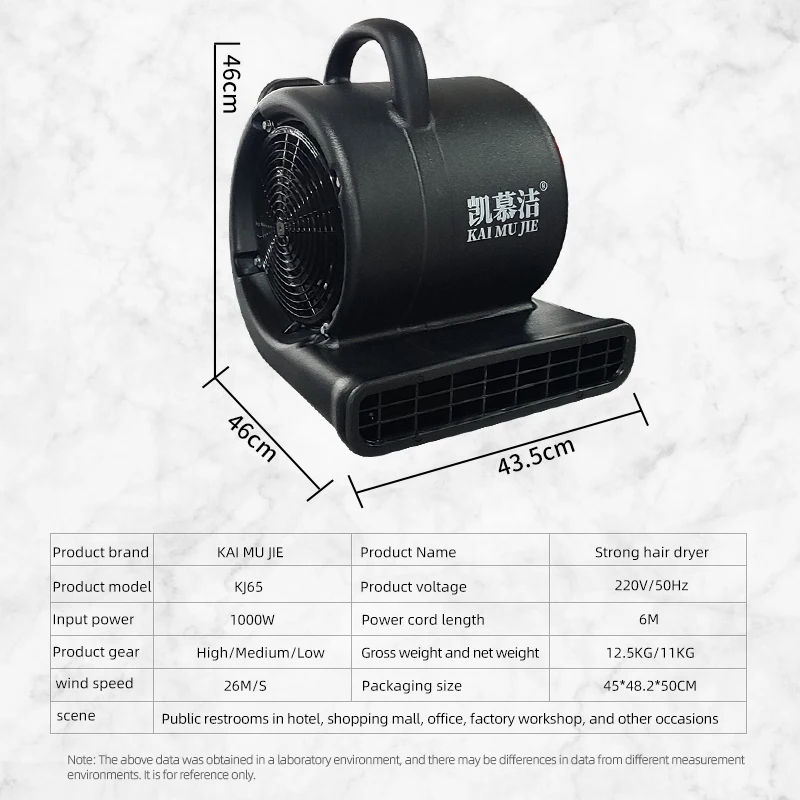2025Air Mover per pavimenti e tappeti Ventilatore commerciale per asciugatrice per tappeti Ventilatore a 3 velocità Ventilatore potente ad alta potenza per WC