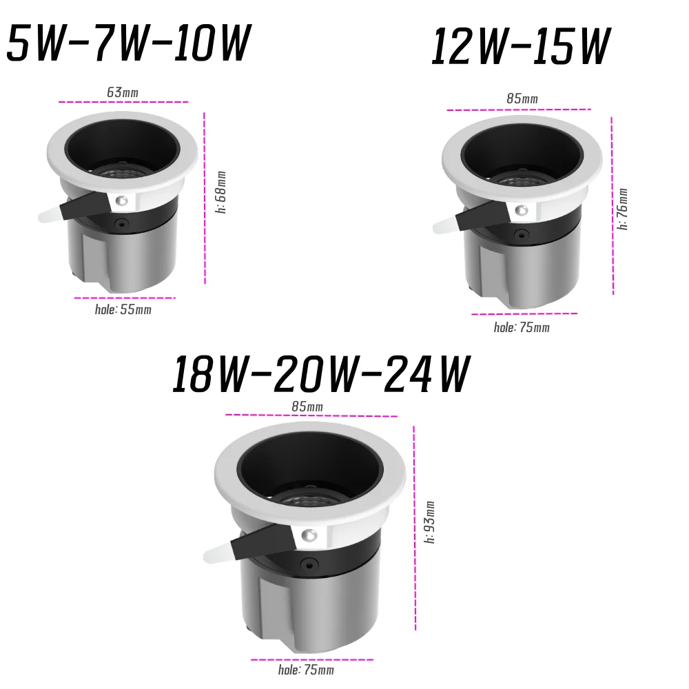 Luces LED empotradas antideslumbrantes, focos COB de 5W, 7W, 10W, 12W, 15W, 18W, 20W, 24W, lámpara de techo redonda regulable para el Hogar y Negocios