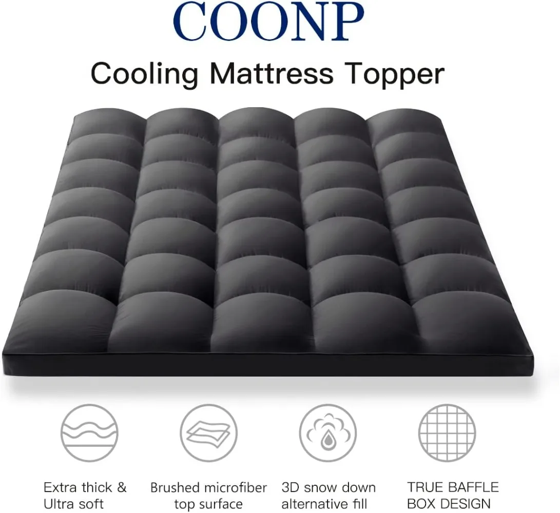 COONP King Mattress Topper, Extra Thick Mattress Pad Cover, Cooling Pillowtop with 8-21 Inch Deep Pocket 3D Snow Down