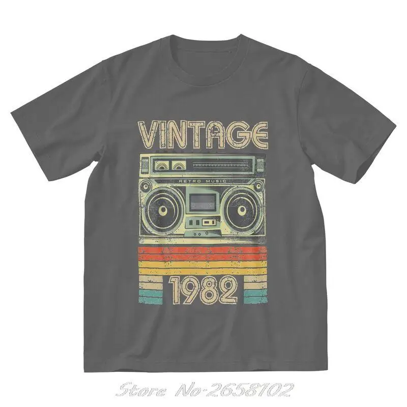 Retro Born In 1982 Radio Tshirt Men Streetwear Tee Top Cotton T Shirts Short Sleeve Birthday Gift T-shirt Harajuku Streetwear