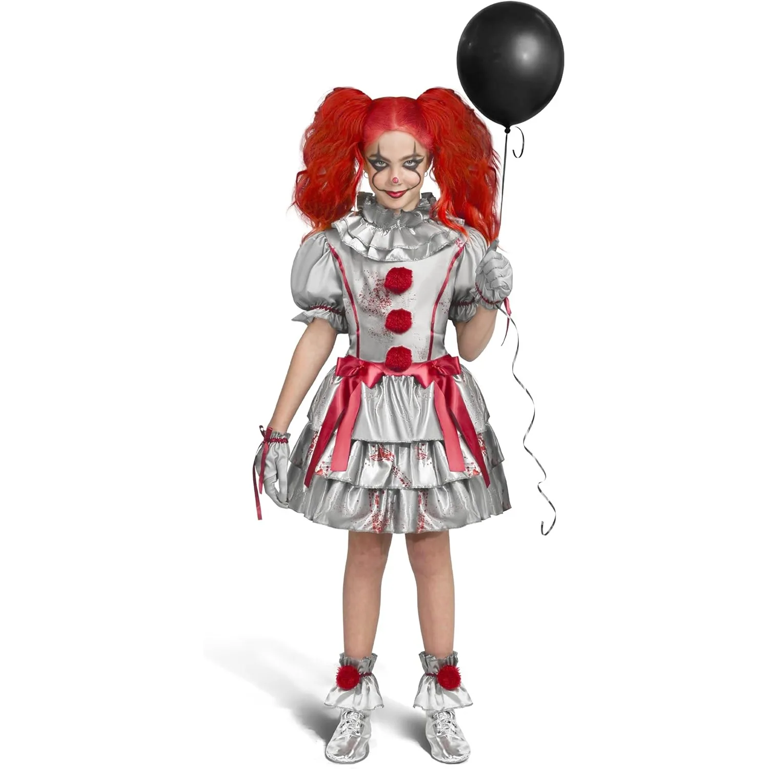 Image of Sloosh Mädchen-Clownkostüm, böses Clownkleid, gruseliges Narrenkostüm für Halloween für Mädchen