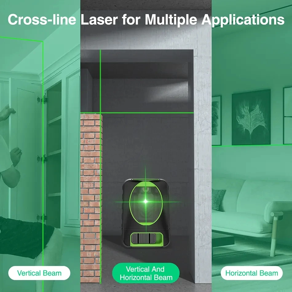 Huepar  BOX-1G 150ft/45m Cross Line Laser Level 2 Lines Self Leveling Vertical & Horizontal Green Beams for Outdoor