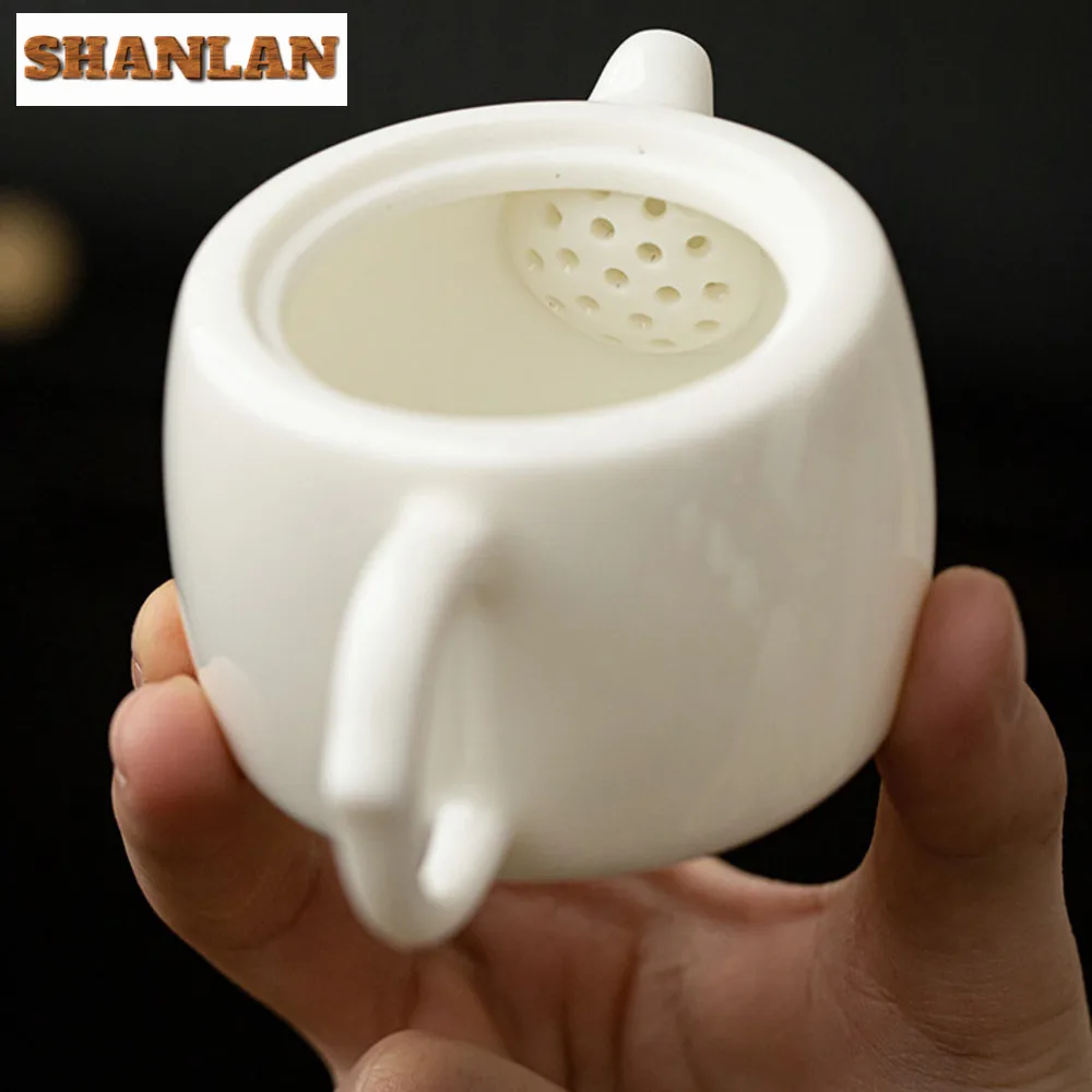 100ml Boutique Sheep Fat Jade Porcelain Teapot Creative Small Pot Household Tea Soaking Kettle with Filter Cha Supplies Ornament