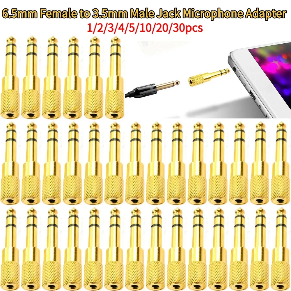 6.5mm Female to 3.5mm Male Jack 3.5 Female to 6.35mm Male Plug Mono Audio Microphone Adapter Converter Aux Cable for Stereo AUX