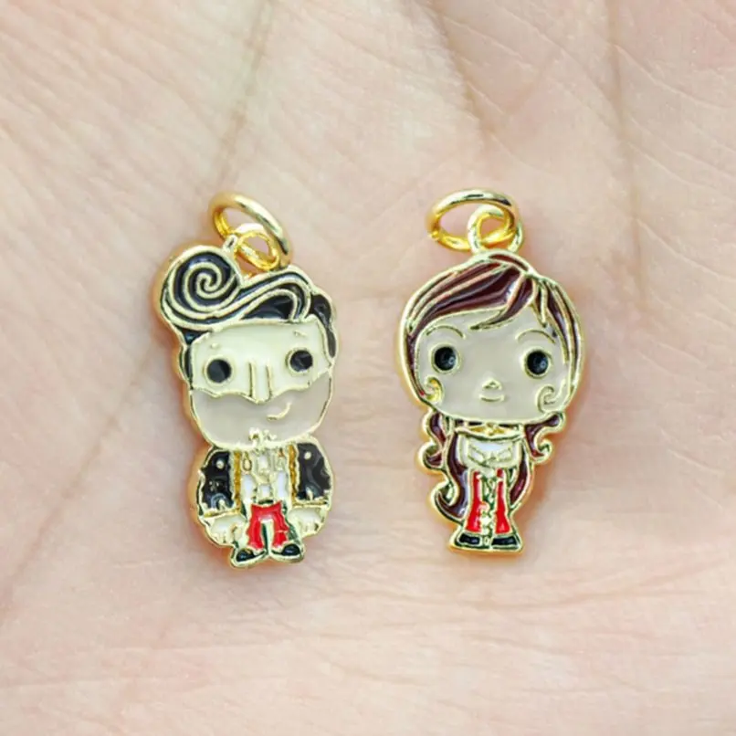 

2Pcs Pendant Charms Copper Face Portrait Gold Color Enamel Approx 9.3x20.2mm Jewelry Special Gift For Women