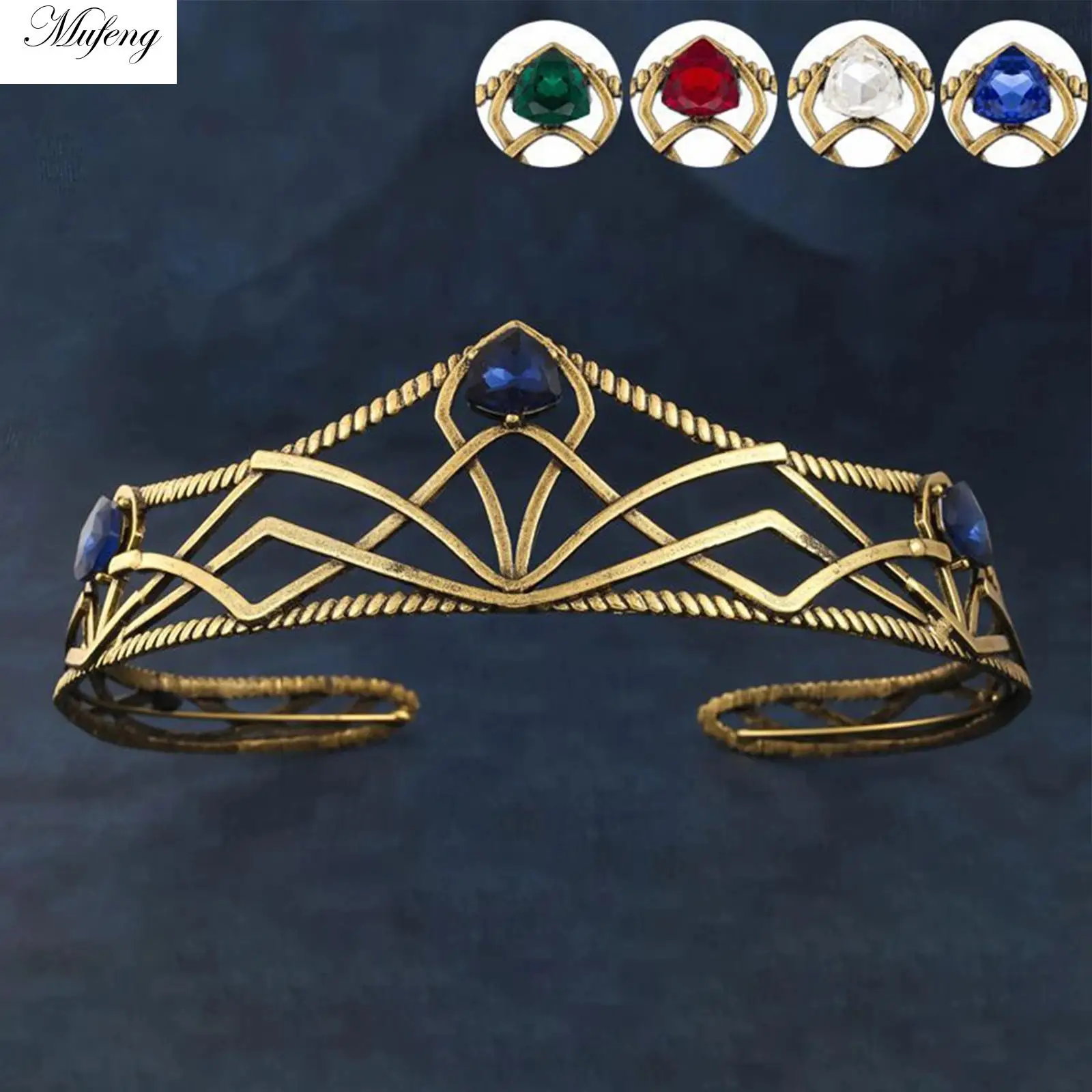 

Luxury Tiaras Headbands Women Cosplay Vintage Leaf Crystal Forehead Crown Head Hoop Bridal Wedding Forehead Jewelry Accessories