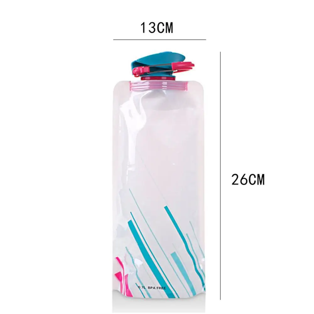 Bolsa de agua plegable portátil, recipiente impermeable para deportes al aire libre, Fitness, ciclismo, 700ml, envío directo