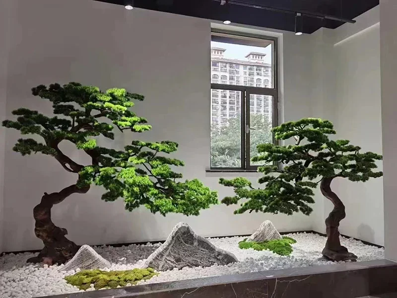 Artificial Greeting Pine FRP Pine Shape Fake Trees Courtyard Large Decorative Tree