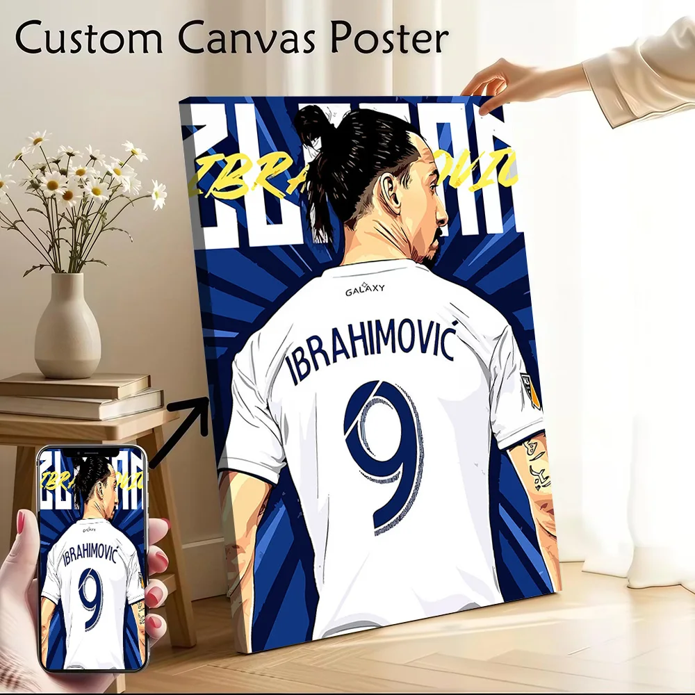 Zlatan Ibrahimović LA Galaxy Canvas Poster Customizable Printed Canvas Painting Wall Art for Fans Modern Living Room Paintings
