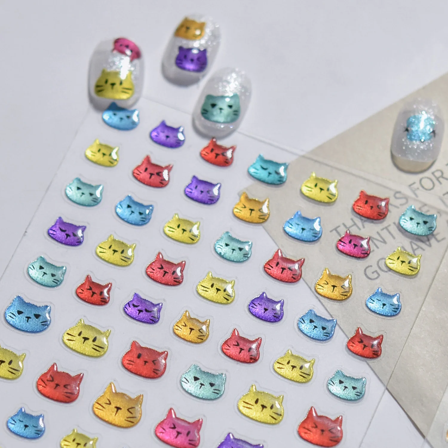 Cartoon Pixel Perlen Katzen Nagelaufkleber 5D Orange Schwarz Ragdoll Katzenpfote Schleife Kalendersticker Süßer Haustier-Stil Liebliche Tier-Maniküre – Detail 8