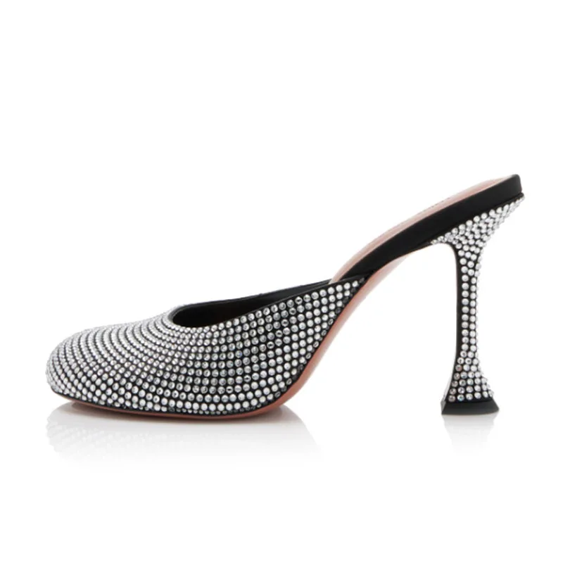 

Round-Toed Wine Glass High Heel Sandals Hollow-Out Rhinestone Fashion Women's Shoes Large-Size Slippers for Catwalks Sandalias