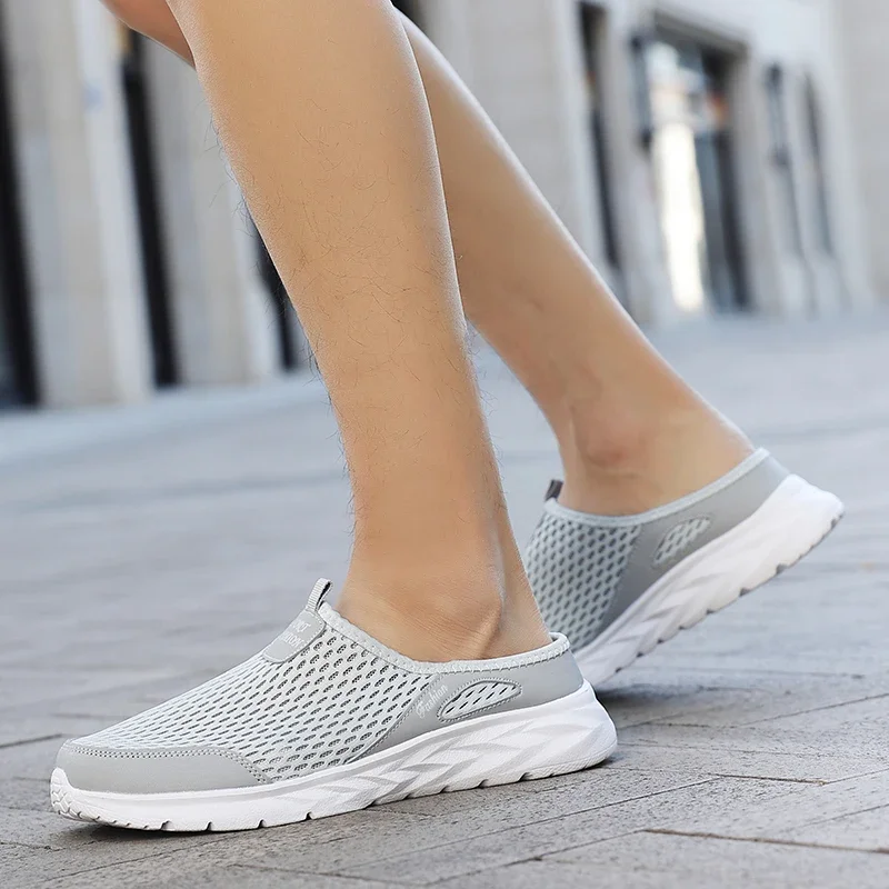 YRZL Herren Halbe Hausschuhe Sommer Atmungsaktive Mesh Herren Schuhe Outdoor Casual Wanderschuhe Slip on Flache Leichte Mesh Hausschuhe Sandalen – Detail 11
