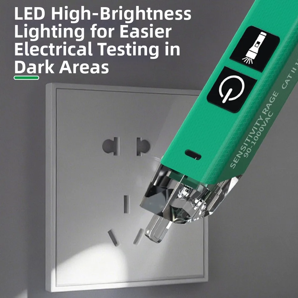 

Бесконтактный тестер напряжения, 1 шт., ручка, безопасное высокочувствительное обнаружение со светодиодной подсветкой для обнаружения точки останова, электрические задачи