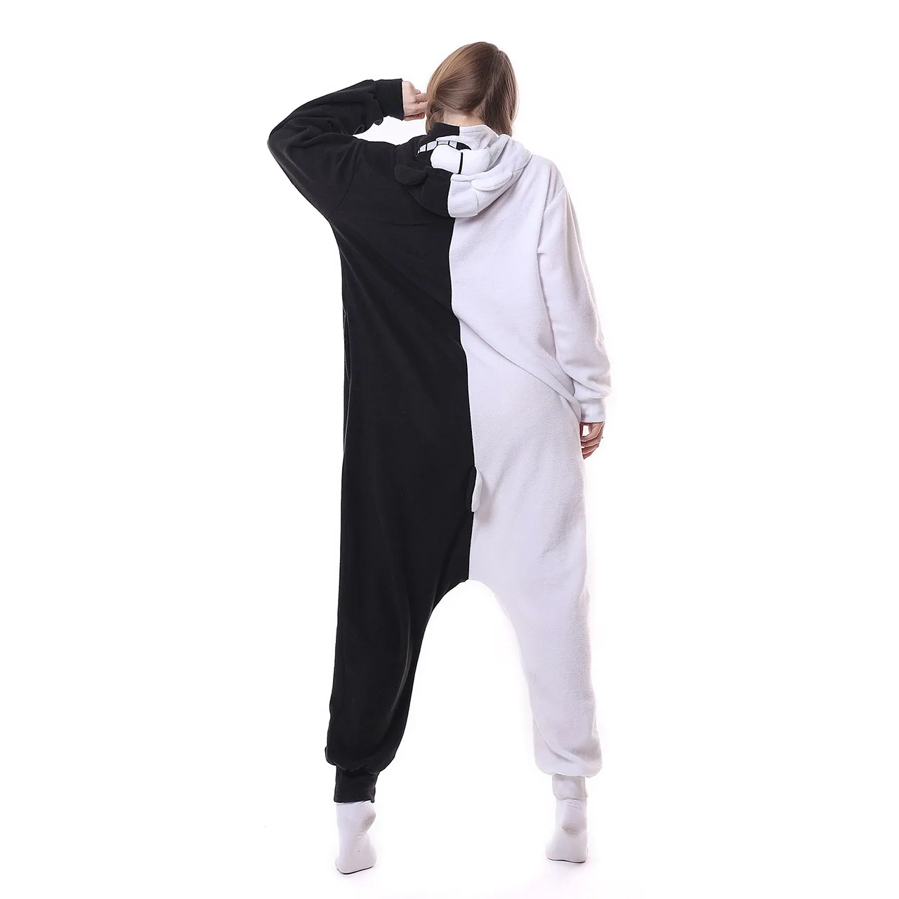 Monokuma Onesie Women Men Kigurumis Unicorn Animal Pajama Cartoon Slippers Festival Homewear Winter Warm Suit Button Overalls